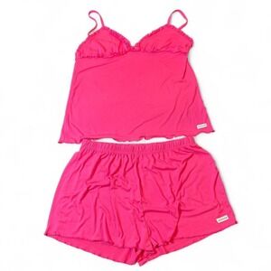 Rampage Y2K Pink Ruffle Cami & Shorts Pajama Set XL